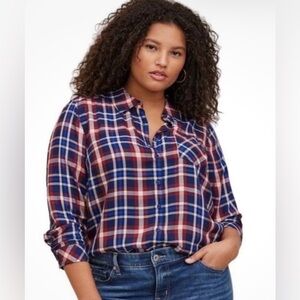 Torrid Millie Rayon Twill Button-Up Long Sleeve Shirt 3X NWT